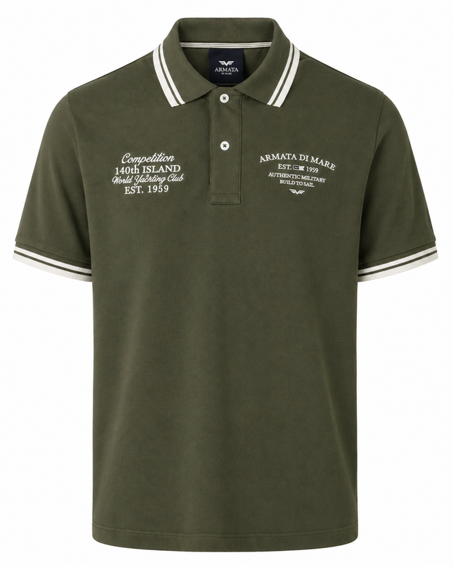 ARMATA DI MARE POLO RICAMO ORACLE TEAM VERDE MILITARE