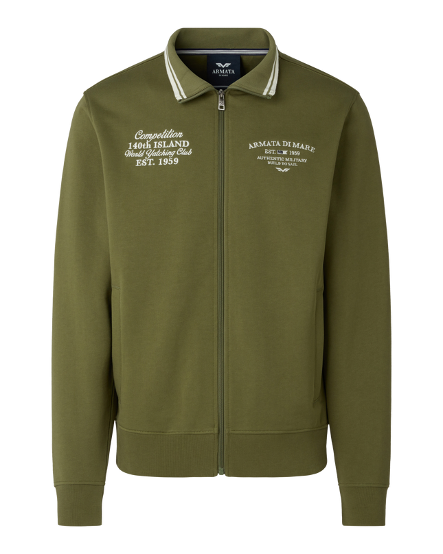 ARMATA DI MARE FULL ZIP RICAMO CHARAL VERDE MILITARE