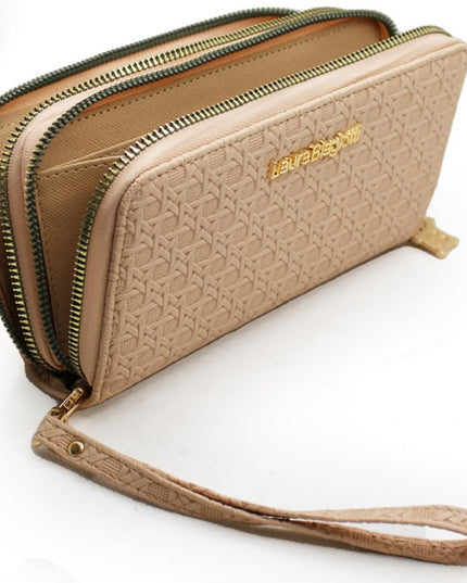 Laura Biagiotti Portafoglio Beige con trama intrecciata