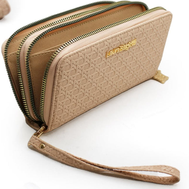 Laura Biagiotti Portafoglio Beige con trama intrecciata