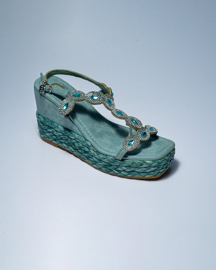 GOLD&GOLD GD90 SANDALO CON ZEPPA VERDE