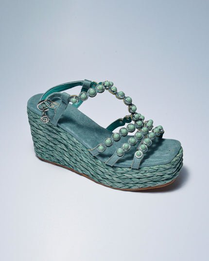 GOLD&GOLD GH08 SANDALO CON ZEPPA VERDE