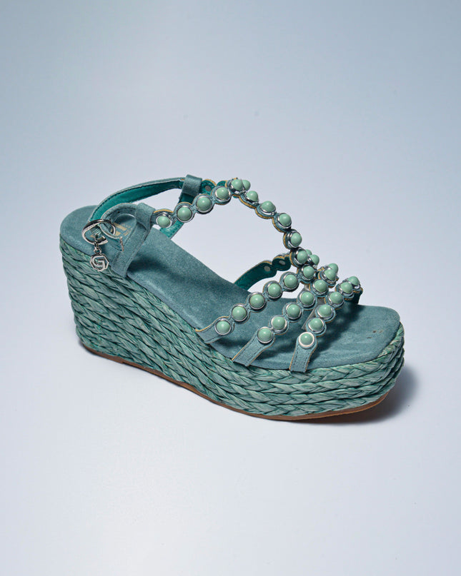 GOLD&GOLD GH08 SANDALO CON ZEPPA VERDE