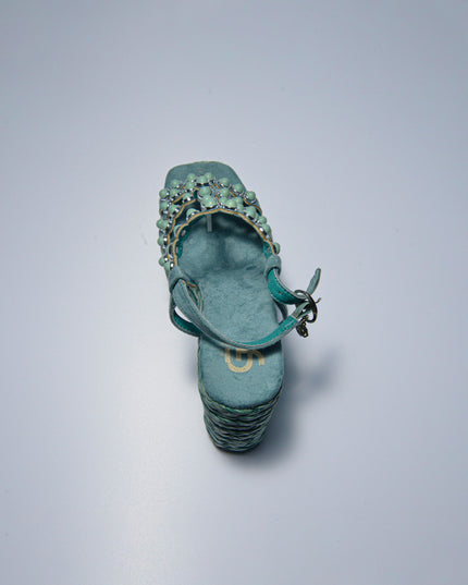 GOLD&GOLD GH08 SANDALO CON ZEPPA VERDE