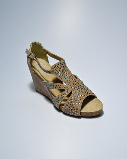 IGI&CO C.C 8881 SANDALO CON BRILLANTINI SCAMOSCIATO CON ZEPPA BEIGE