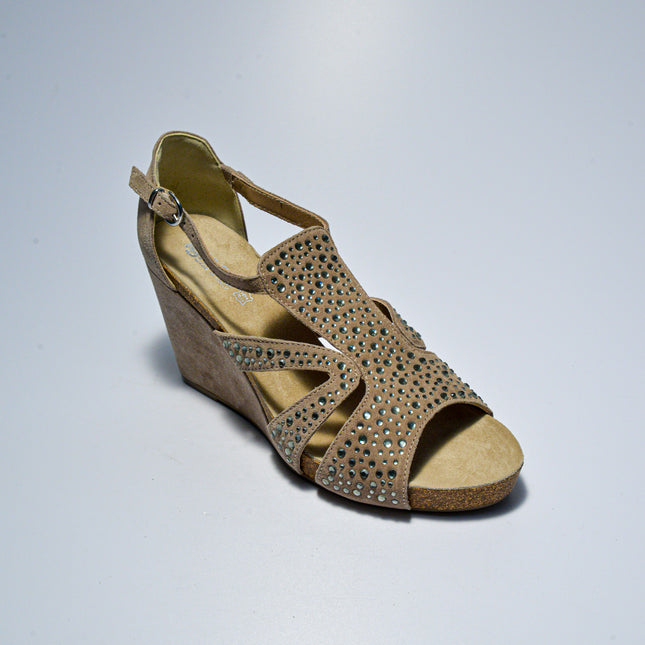 IGI&CO C.C 8881 SANDALO CON BRILLANTINI SCAMOSCIATO CON ZEPPA BEIGE