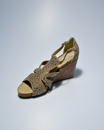 IGI&CO C.C 8881 SANDALO CON BRILLANTINI SCAMOSCIATO CON ZEPPA BEIGE