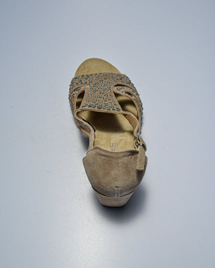 IGI&CO C.C 8881 SANDALO CON BRILLANTINI SCAMOSCIATO CON ZEPPA BEIGE