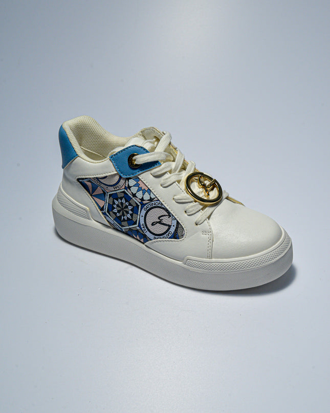 GATTINONI C.C.BN89 SNEAKERS BIANCA-CELESTE