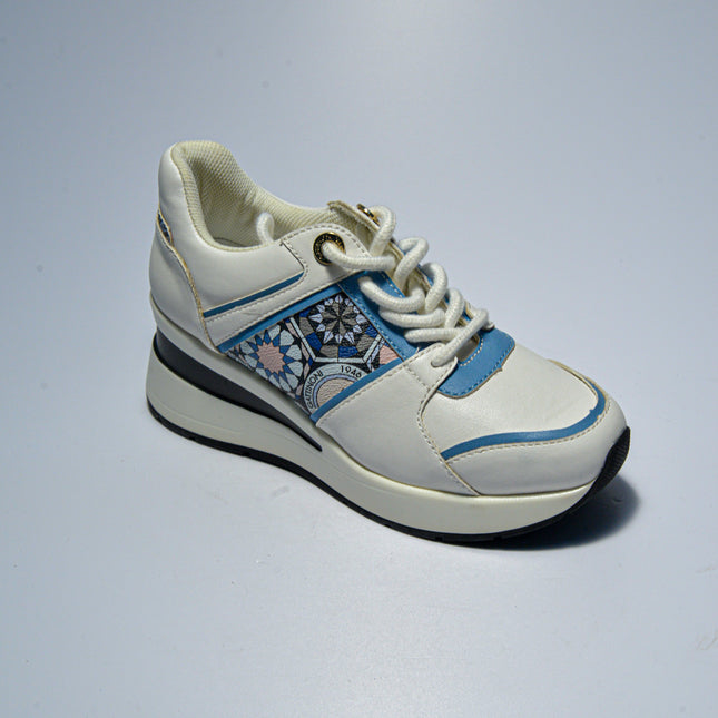 GATTINONI C.C. BN51 SNEAKERS BIANCA-CELESTE