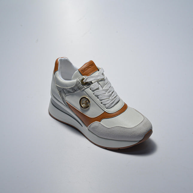 GATTINONI BS43 SNEAKERS CON ZEPPA BIANCA-MARRONE