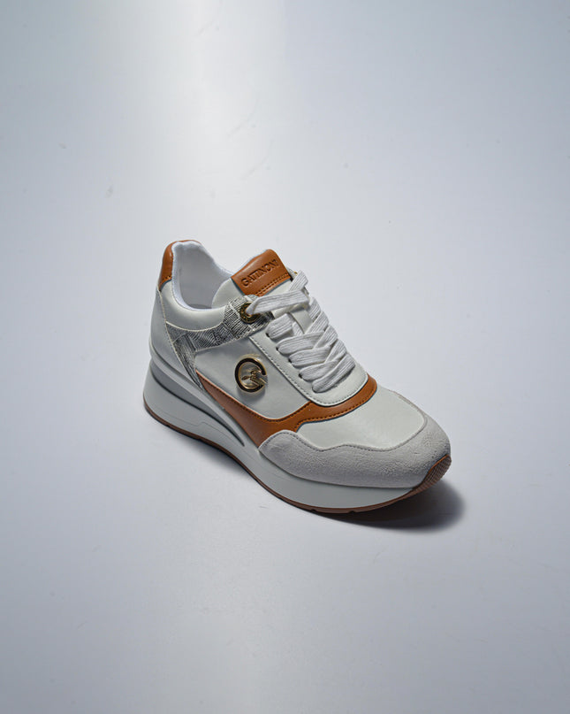 GATTINONI BS43 SNEAKERS CON ZEPPA BIANCA-MARRONE