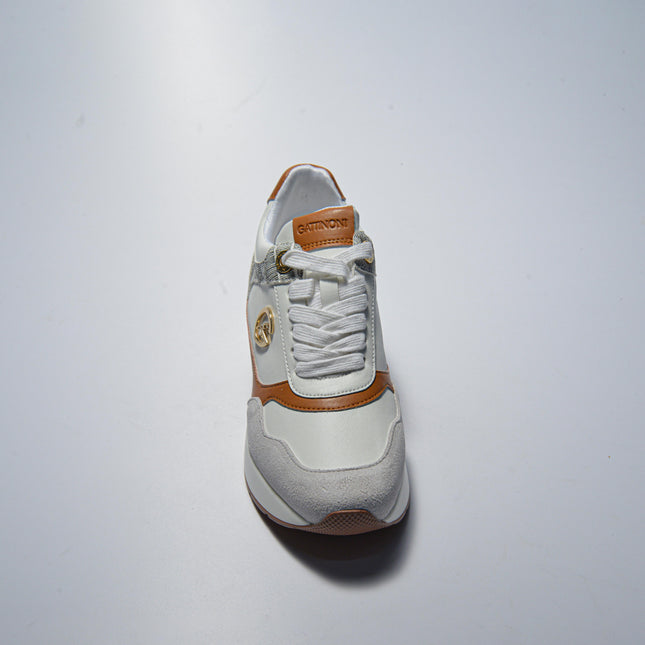 GATTINONI BS43 SNEAKERS CON ZEPPA BIANCA-MARRONE