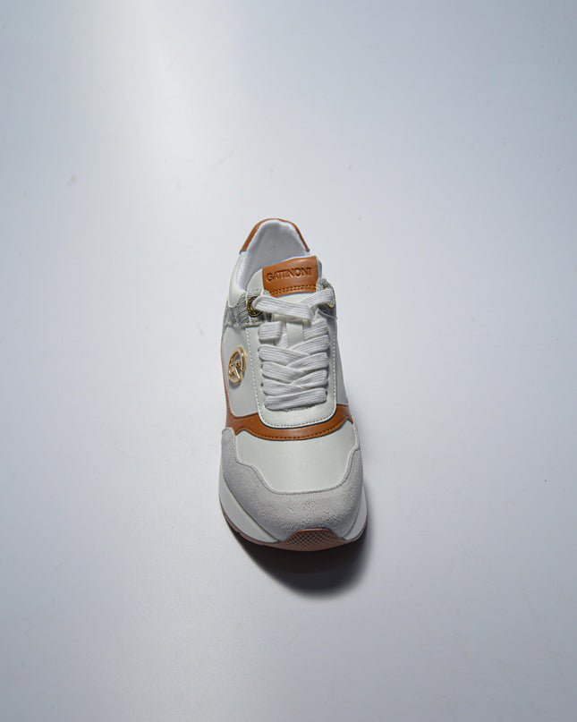 GATTINONI BS43 SNEAKERS CON ZEPPA BIANCA-MARRONE