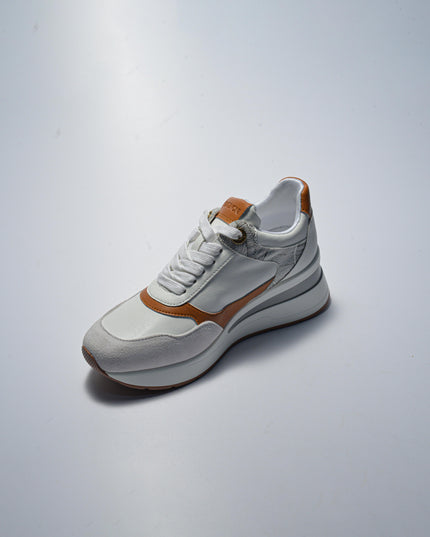 GATTINONI BS43 SNEAKERS CON ZEPPA BIANCA-MARRONE