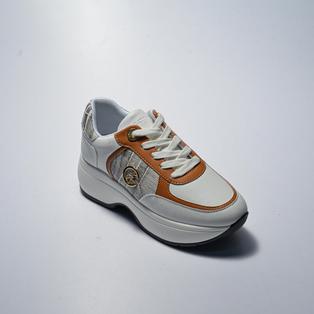 GATTINONI BN73 SNEAKERS CON ZEPPA BIANCA-MARRONE