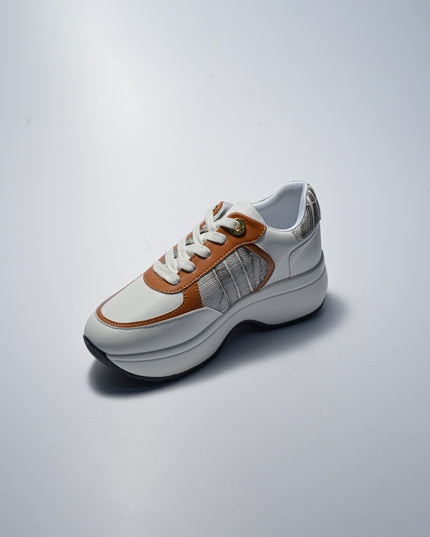 GATTINONI BN73 SNEAKERS CON ZEPPA BIANCA-MARRONE