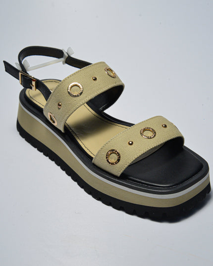 GAUDI 3783 SANDALO CON ZEPPA BEIGE-NERO