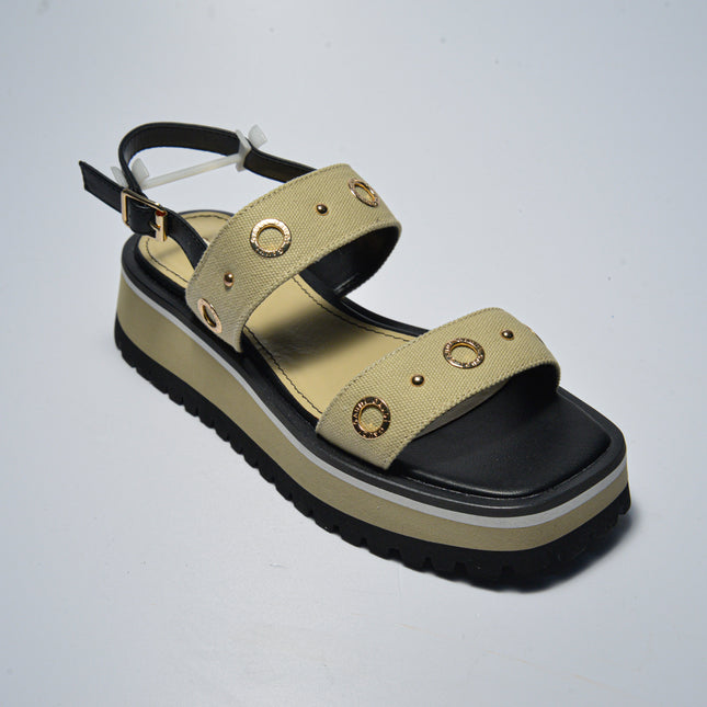 GAUDI 3783 SANDALO CON ZEPPA BEIGE-NERO