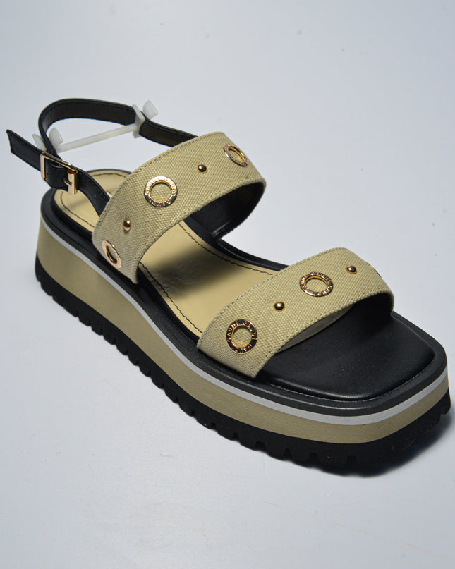 GAUDI 3783 SANDALO CON ZEPPA BEIGE-NERO
