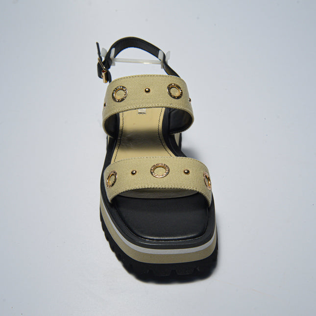 GAUDI 3783 SANDALO CON ZEPPA BEIGE-NERO