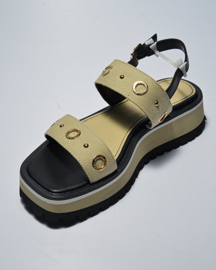 GAUDI 3783 SANDALO CON ZEPPA BEIGE-NERO