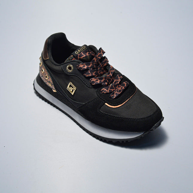 GAUDI C.C 4730 SNEAKERS NERA CON LACCI LEOPARDATI