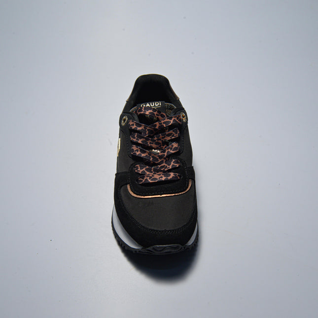 GAUDI C.C 4730 SNEAKERS NERA CON LACCI LEOPARDATI