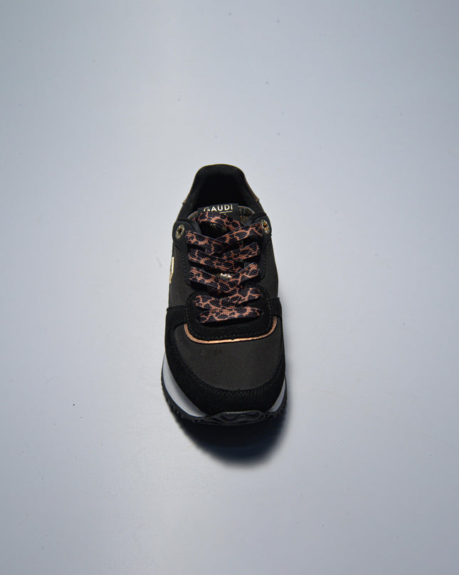 GAUDI C.C 4730 SNEAKERS NERA CON LACCI LEOPARDATI