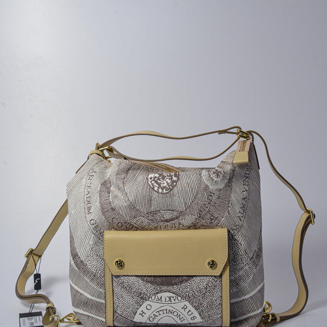 PLANET.SOFT HOBO/BACKPAC PU/ LEATHER MONOCOL.WHITE/BEIGE