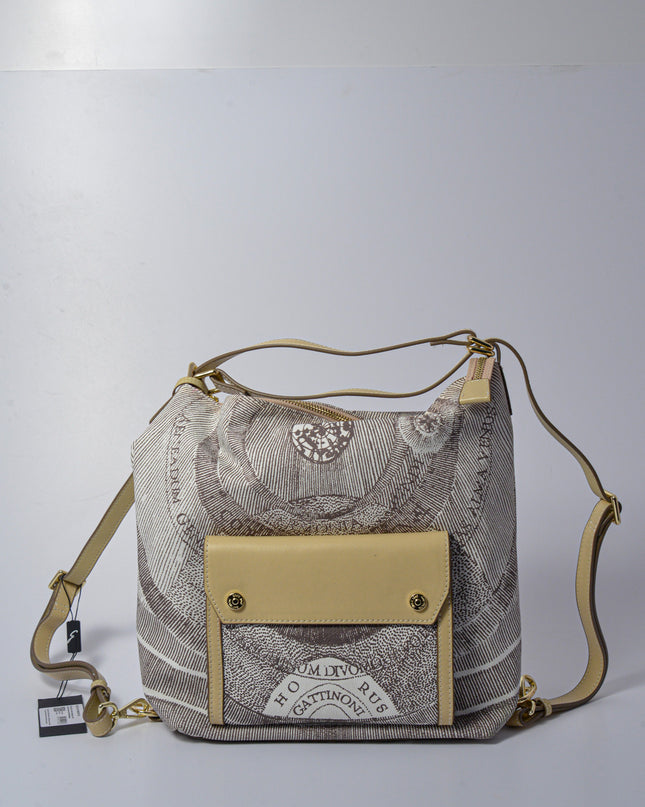 PLANET.SOFT HOBO/BACKPAC PU/ LEATHER MONOCOL.WHITE/BEIGE