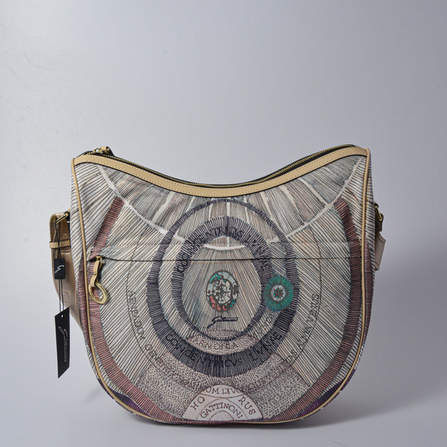 MAYA LARGE HOBO NYLON/LEATHER WATERCOLOR/BEIGE