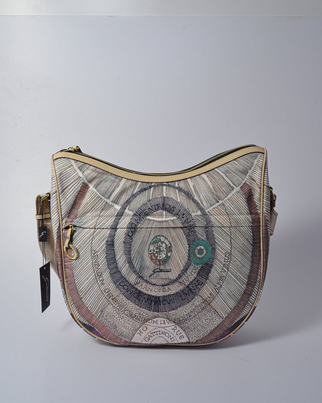 MAYA LARGE HOBO NYLON/LEATHER WATERCOLOR/BEIGE