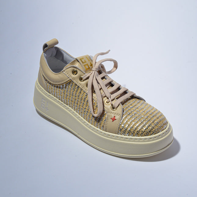 GIO+  C.C SNEAKERS BEIGE INTRECCIATA