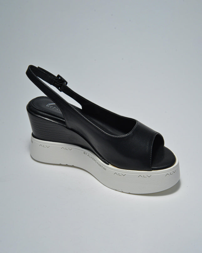 ALVIERO MARTINI 3639 SANDALO NERO CON ZEPPA BIANCA