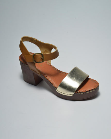 CINZIA SOFT 4001 SANDALO CON TACCO BASSO CUOIO-ORO