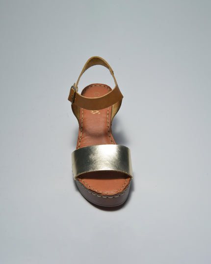 CINZIA SOFT 4001 SANDALO CON TACCO BASSO CUOIO-ORO