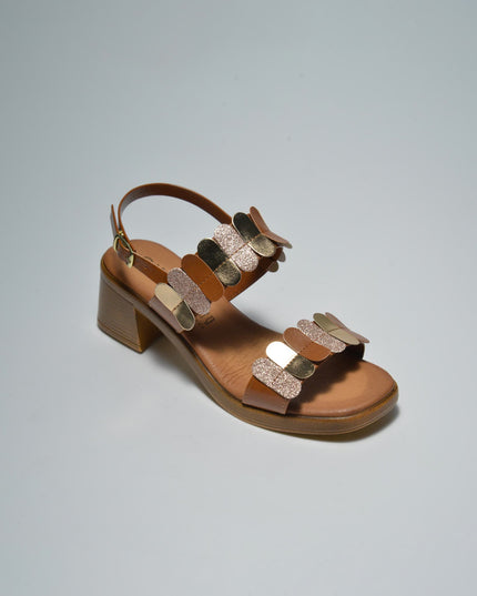 CINZIA SOFT 3002 SANDALO CON TACCO BASSO CUOIO