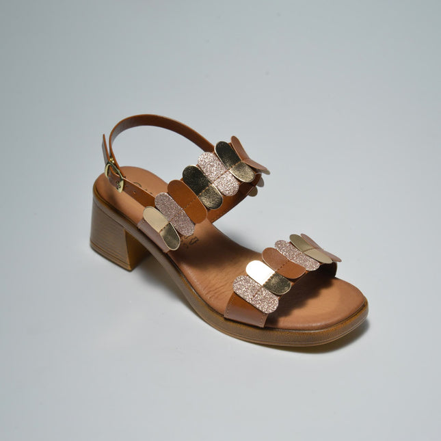 CINZIA SOFT 3002 SANDALO CON TACCO BASSO CUOIO