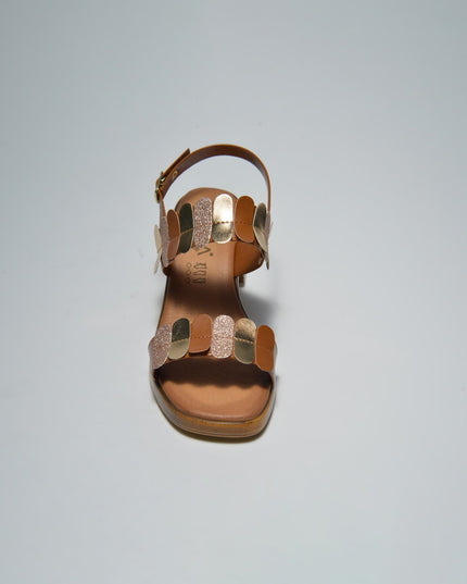 CINZIA SOFT 3002 SANDALO CON TACCO BASSO CUOIO