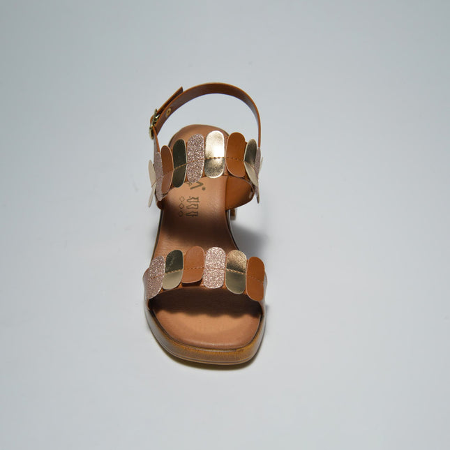 CINZIA SOFT 3002 SANDALO CON TACCO BASSO CUOIO