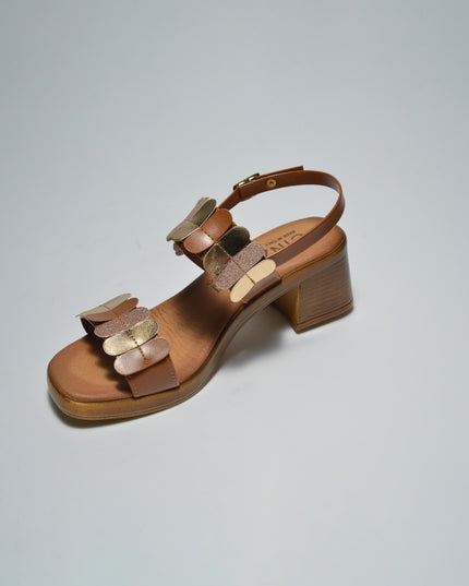 CINZIA SOFT 3002 SANDALO CON TACCO BASSO CUOIO