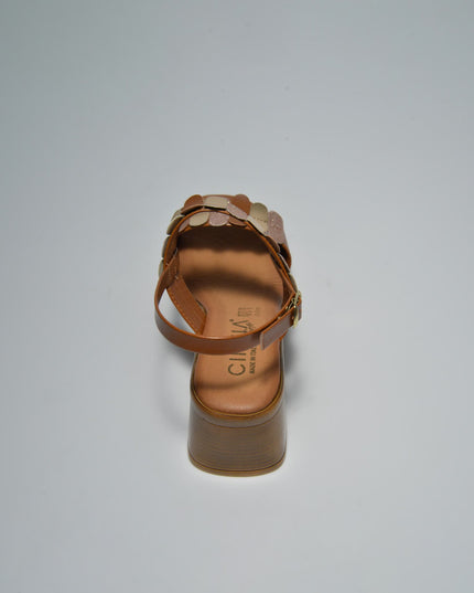 CINZIA SOFT 3002 SANDALO CON TACCO BASSO CUOIO