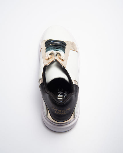 GATTINONI C.C. B871 SNEAKERS BIANCA-ORO