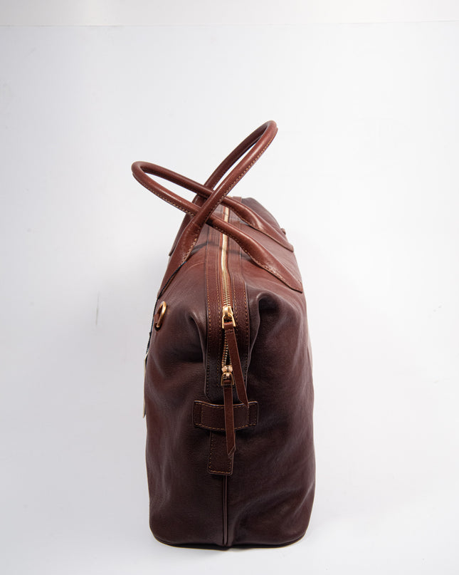 TH CASUAL LEATHER DUFFLE BURNISHED BROWN