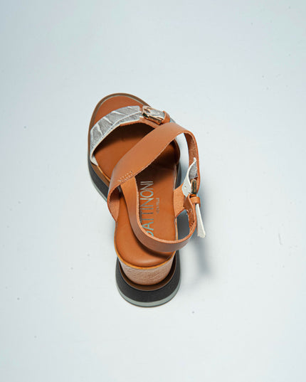 GATTINONI C.C Q016 SANDALO CON ZEPPA MARRONE
