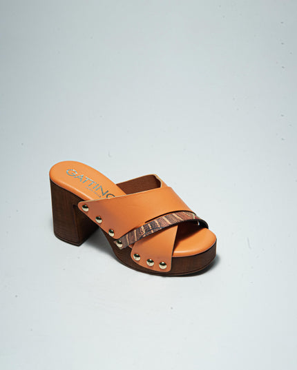 GATTINONI BN243 SANDALO CON TACCON ARANCIONE-MARRONE