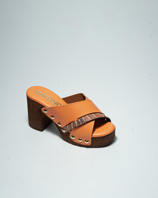 GATTINONI BN243 SANDALO CON TACCON ARANCIONE-MARRONE