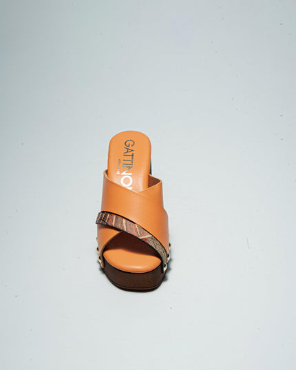 GATTINONI BN243 SANDALO CON TACCON ARANCIONE-MARRONE