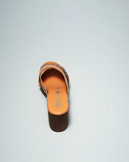 GATTINONI BN243 SANDALO CON TACCON ARANCIONE-MARRONE